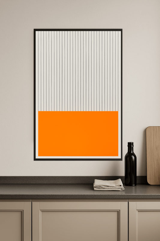 Pomarańczowa i Szara Sztuka Linii - CasaNookDecor