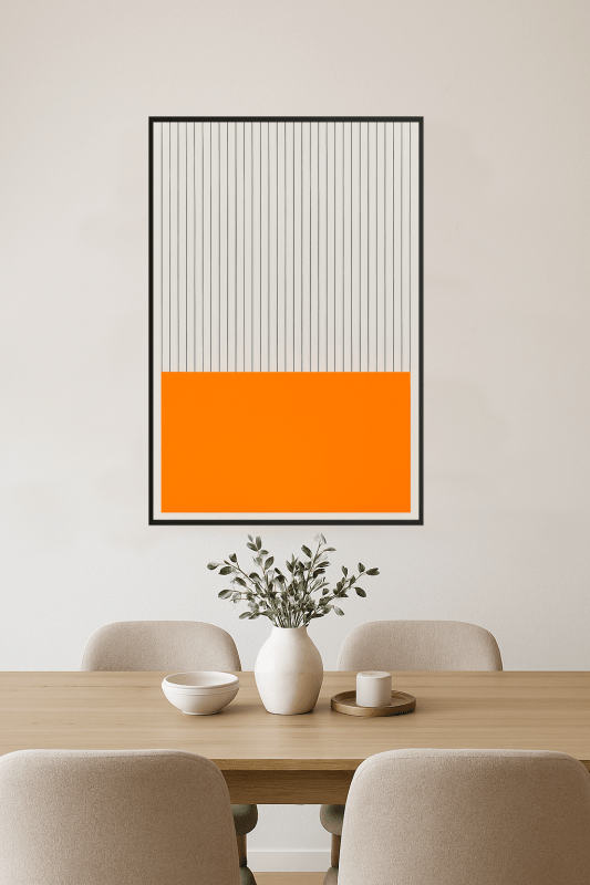 Pomarańczowa i Szara Sztuka Linii - CasaNookDecor
