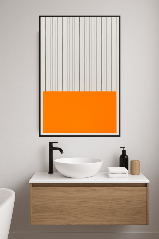 Pomarańczowa i Szara Sztuka Linii - CasaNookDecor