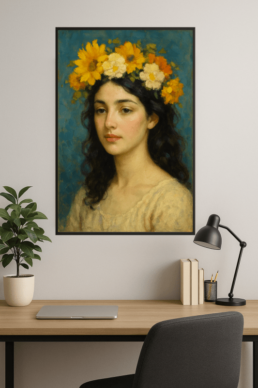 Portret w Kwiatowej Koronie - CasaNookDecor
