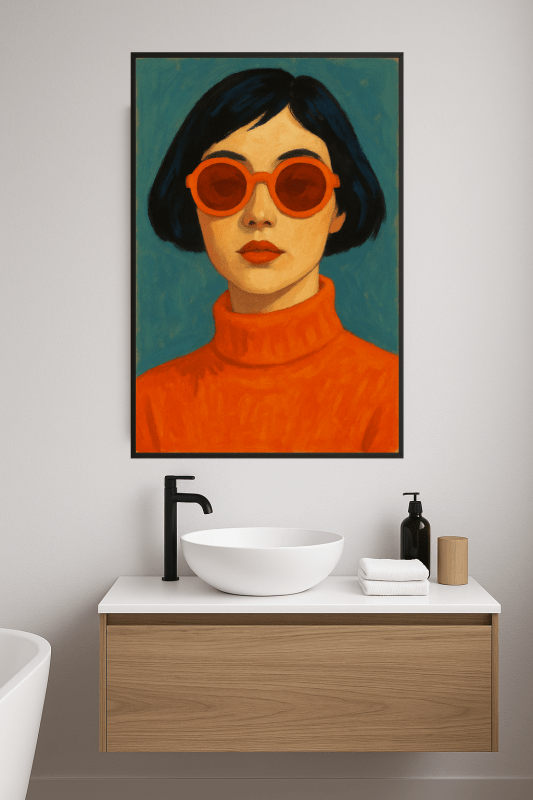 Portret w Pomarańczowym Swetrze - CasaNookDecor