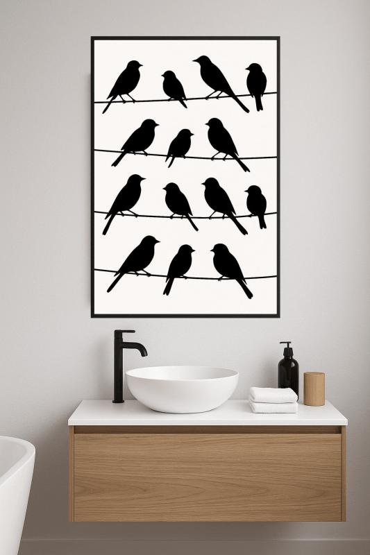 Ptaki Na Drutach - Grafika Artystyczna - CasaNookDecor