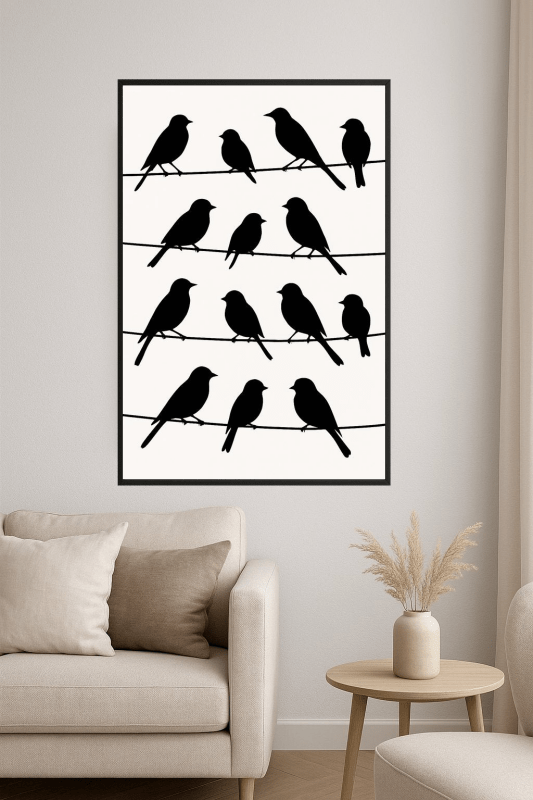Ptaki Na Drutach - Grafika Artystyczna - CasaNookDecor