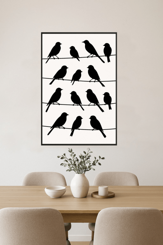 Ptaki Na Drutach - Grafika Artystyczna - CasaNookDecor