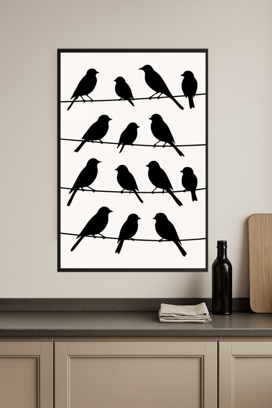 Ptaki Na Drutach - Grafika Artystyczna - CasaNookDecor