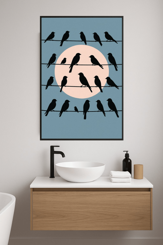 Ptaki Na Drutach Z Księżycem - CasaNookDecor