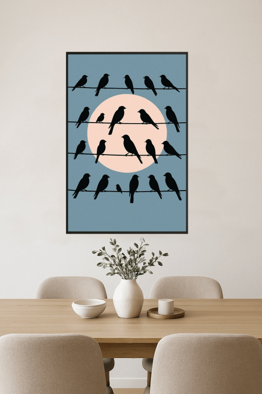 Ptaki Na Drutach Z Księżycem - CasaNookDecor