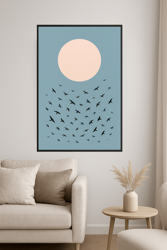 Ptaki Pod Różowym Słońcem - CasaNookDecor