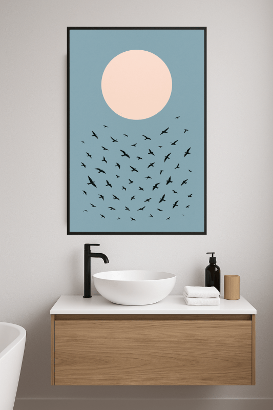 Ptaki Pod Różowym Słońcem - CasaNookDecor