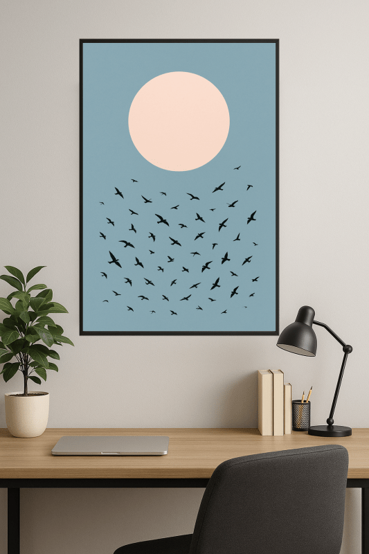 Ptaki Pod Różowym Słońcem - CasaNookDecor