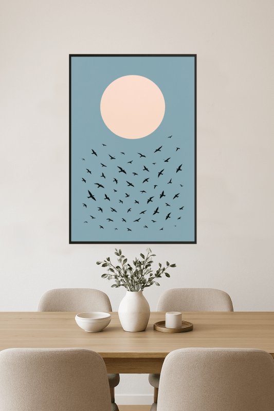 Ptaki Pod Różowym Słońcem - CasaNookDecor