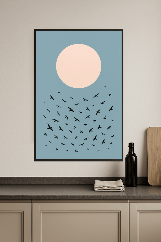 Ptaki Pod Różowym Słońcem - CasaNookDecor