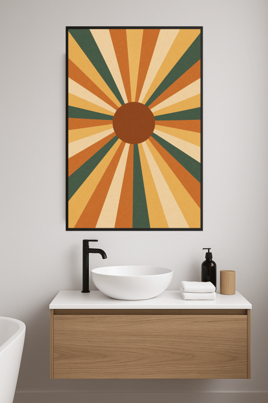 Retro Słoneczny Wybuch Plakat Artystyczny - CasaNookDecor