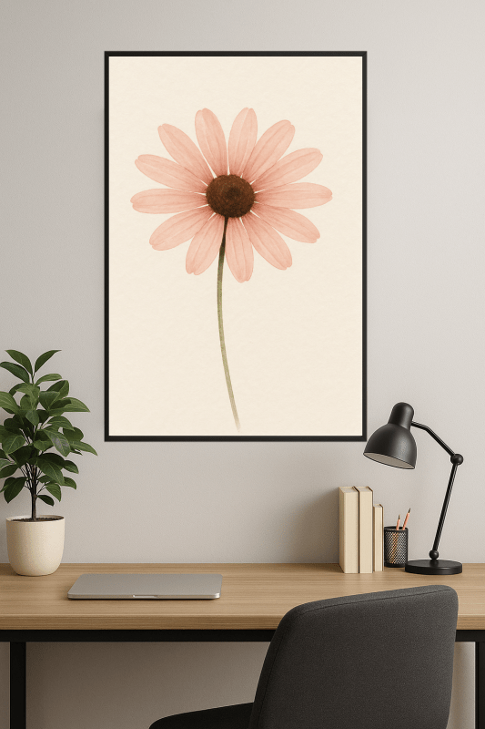 Różowy Druk Sztuki Kwiatowej - CasaNookDecor