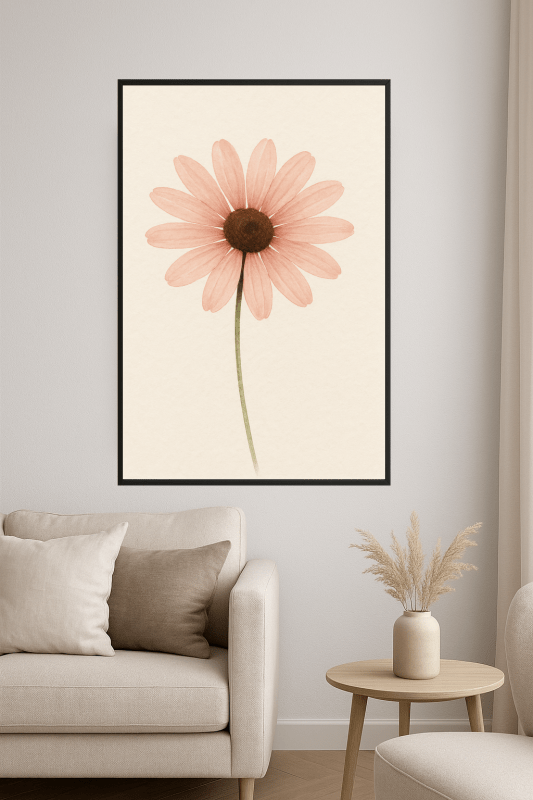 Różowy Druk Sztuki Kwiatowej - CasaNookDecor