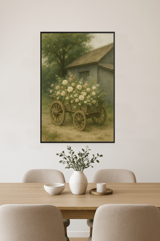 Rustykalny Kwiatowy Wózek Sztuki - CasaNookDecor