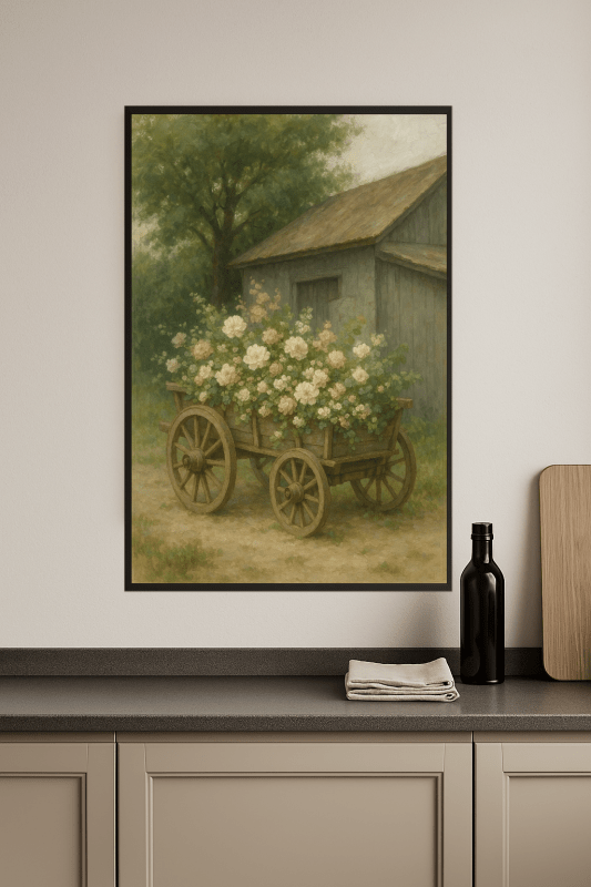 Rustykalny Kwiatowy Wózek Sztuki - CasaNookDecor