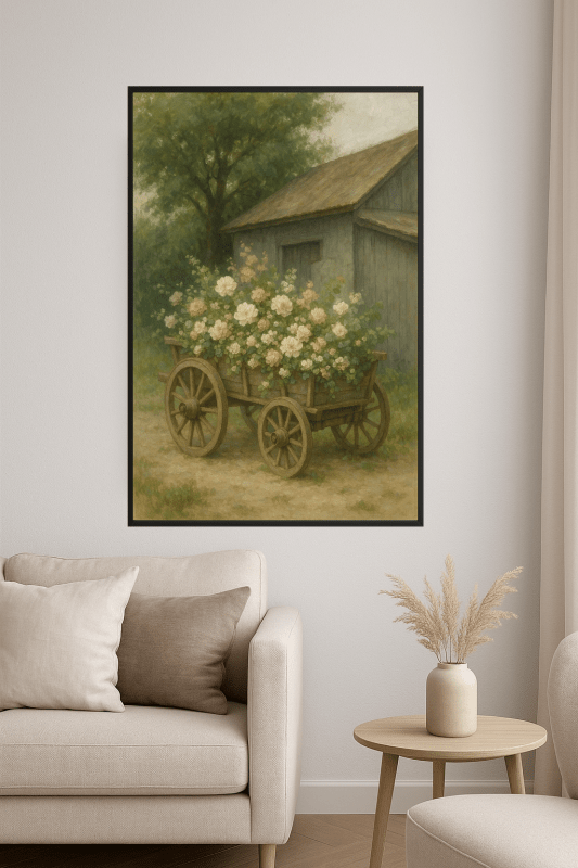 Rustykalny Kwiatowy Wózek Sztuki - CasaNookDecor
