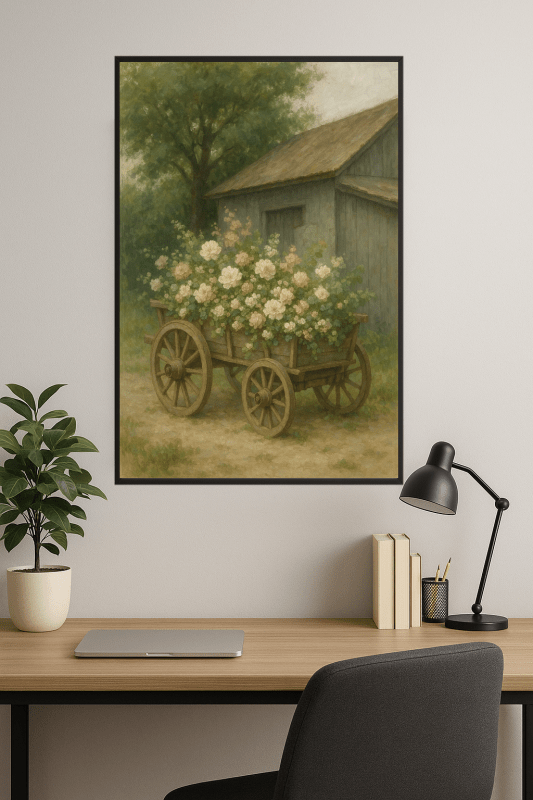 Rustykalny Kwiatowy Wózek Sztuki - CasaNookDecor