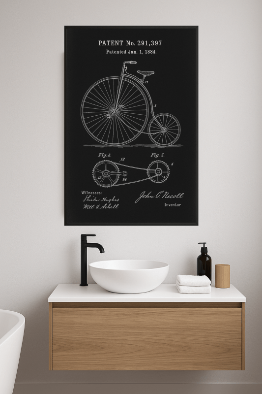 Rysunek Patentowy Roweru - CasaNookDecor