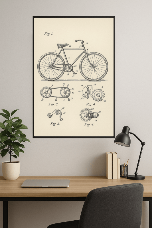 Rysunek Patentu Rowerowego - CasaNookDecor
