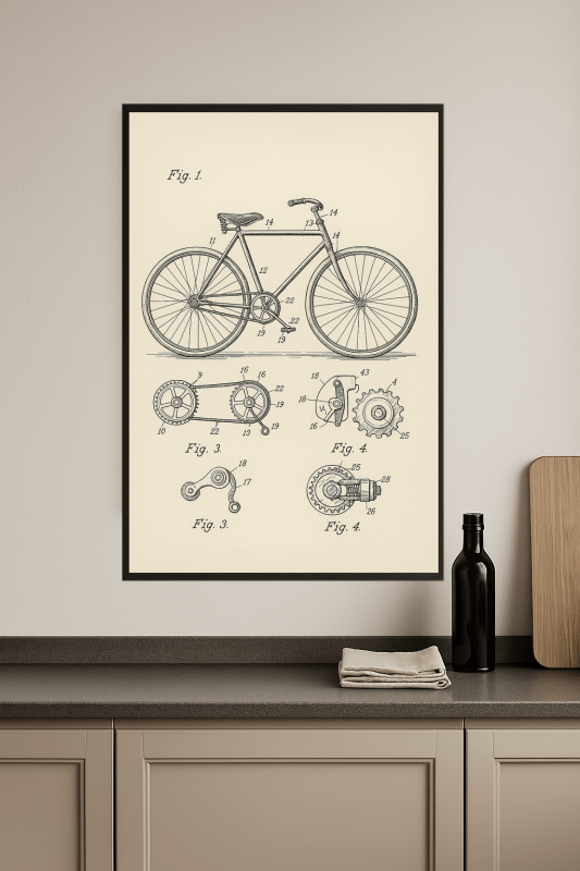 Rysunek Patentu Rowerowego - CasaNookDecor