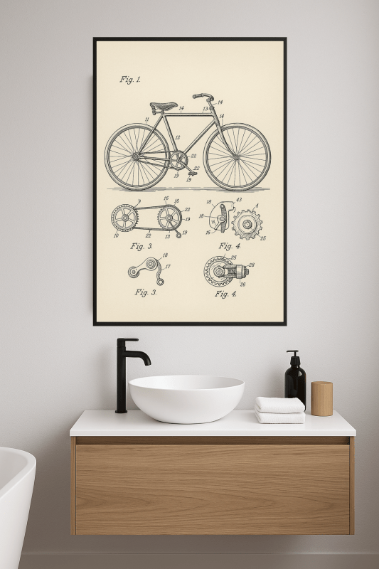 Rysunek Patentu Rowerowego - CasaNookDecor