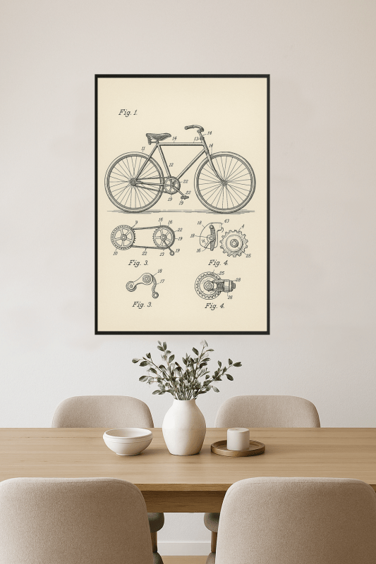 Rysunek Patentu Rowerowego - CasaNookDecor