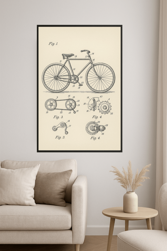 Rysunek Patentu Rowerowego - CasaNookDecor