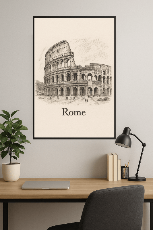 Rysunek Szkicowy Koloseum w Druku - CasaNookDecor