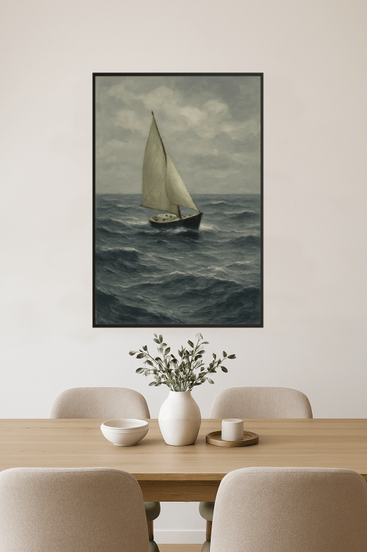 Spokojny Krajobraz Morski Z Żaglówką - CasaNookDecor