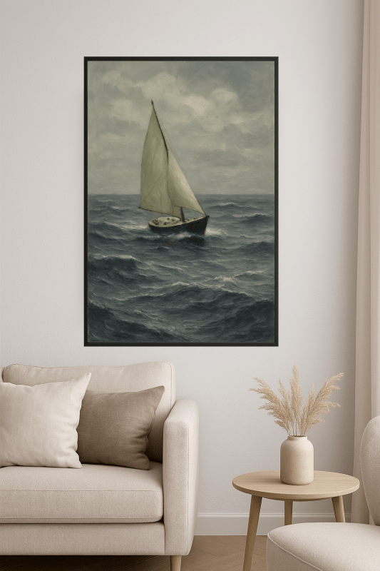 Spokojny Krajobraz Morski Z Żaglówką - CasaNookDecor