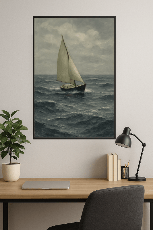 Spokojny Krajobraz Morski Z Żaglówką - CasaNookDecor