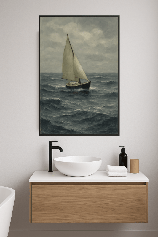 Spokojny Krajobraz Morski Z Żaglówką - CasaNookDecor
