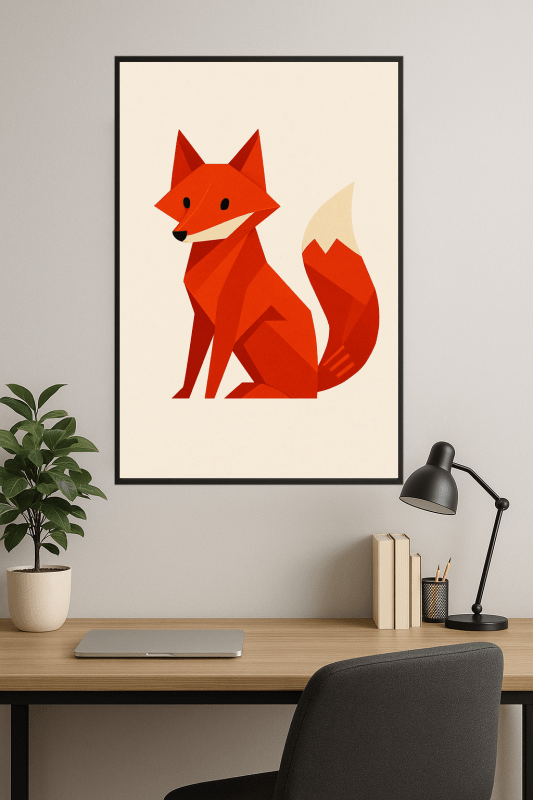 Stylizowana Ilustracja Czerwonego Lisa - CasaNookDecor