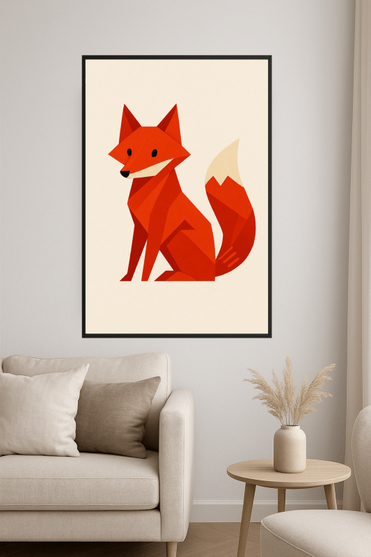 Stylizowana Ilustracja Czerwonego Lisa - CasaNookDecor