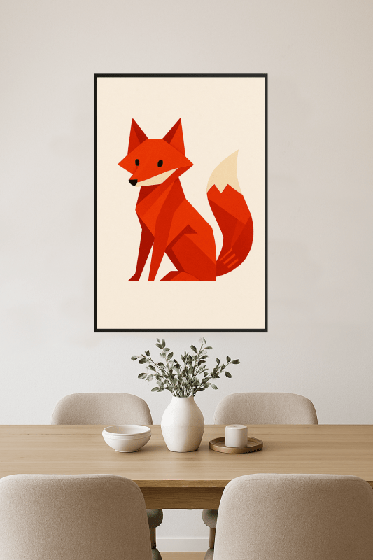 Stylizowana Ilustracja Czerwonego Lisa - CasaNookDecor