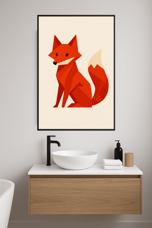 Stylizowana Ilustracja Czerwonego Lisa - CasaNookDecor