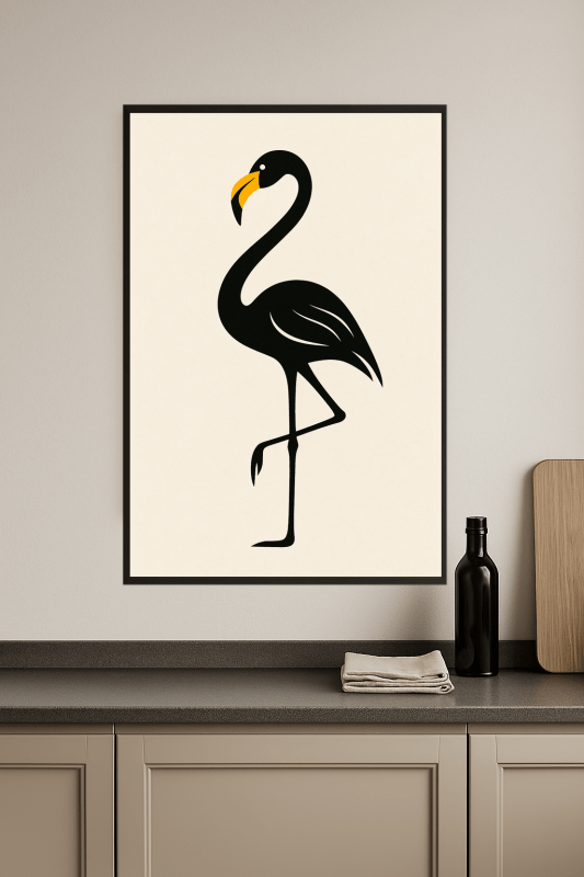 Stylizowana Sztuka Czarnego Flaminga - CasaNookDecor