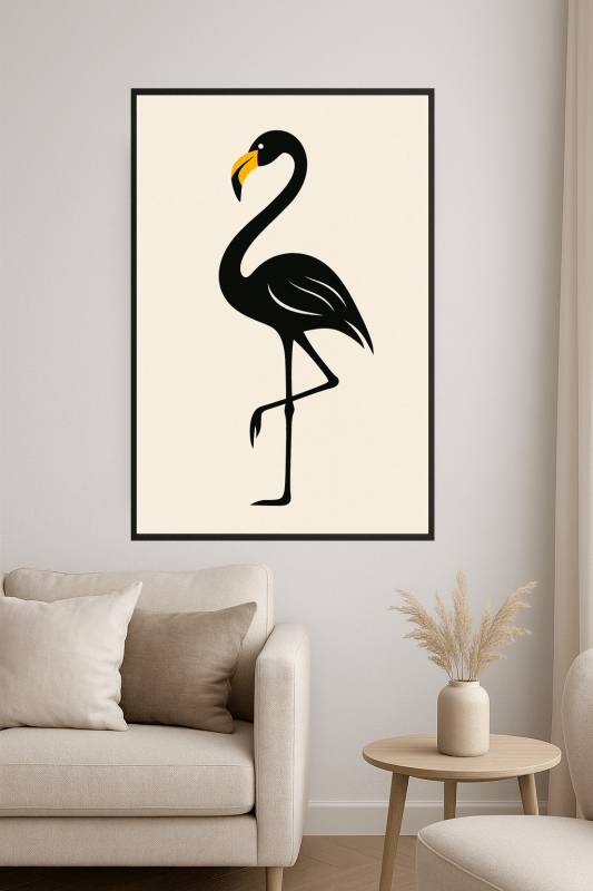 Stylizowana Sztuka Czarnego Flaminga - CasaNookDecor