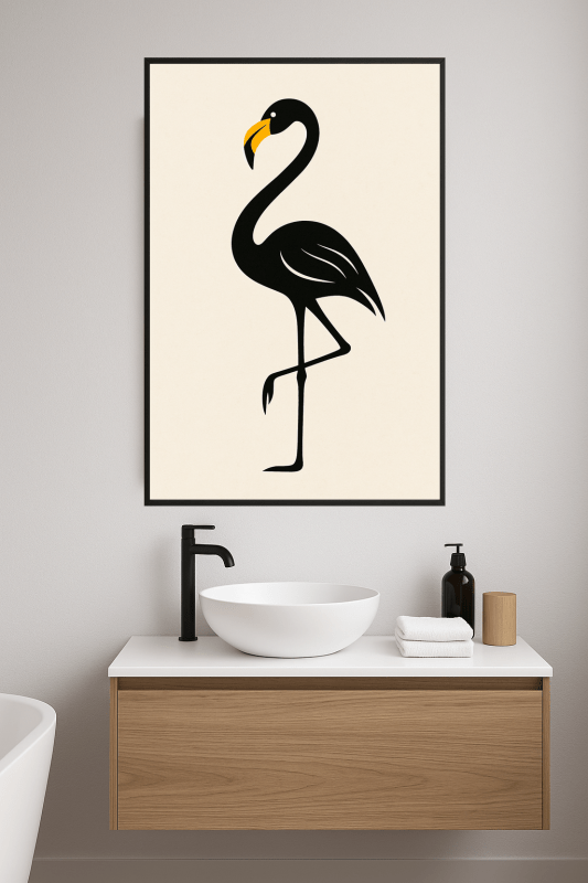 Stylizowana Sztuka Czarnego Flaminga - CasaNookDecor