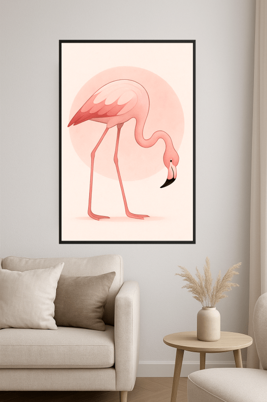 Stylizowana Sztuka Różowego Flaminga - CasaNookDecor