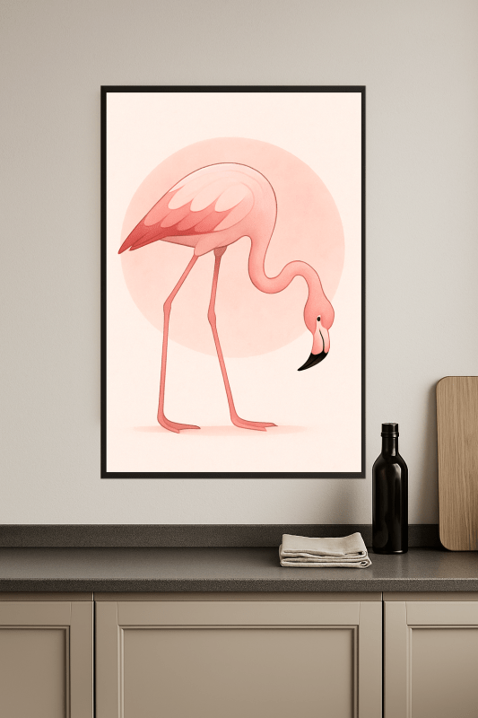 Stylizowana Sztuka Różowego Flaminga - CasaNookDecor