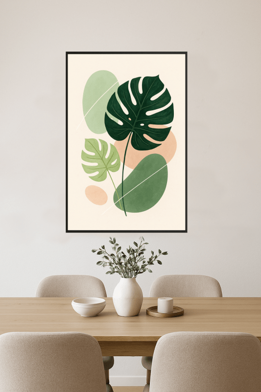 Stylizowany Druk Sztuki Liści Monstery - CasaNookDecor