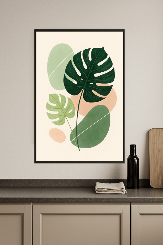 Stylizowany Druk Sztuki Liści Monstery - CasaNookDecor