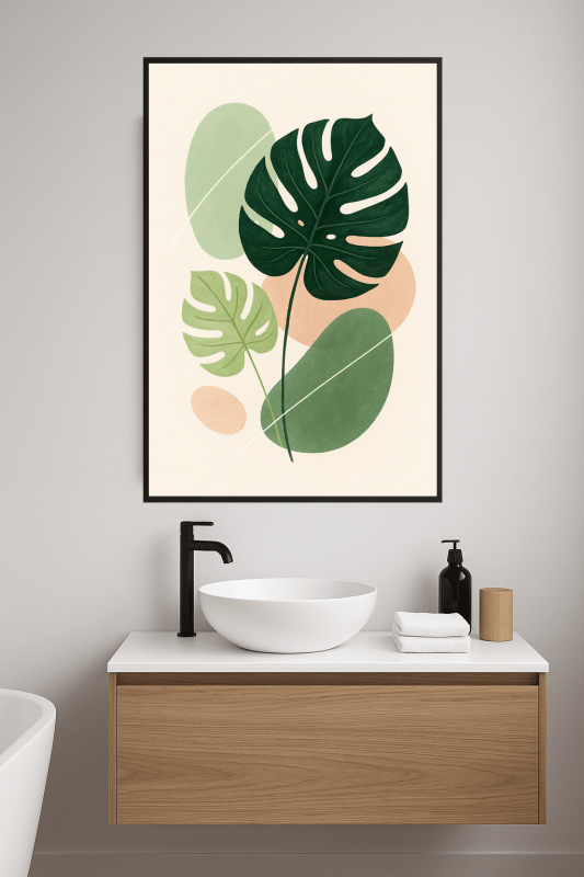 Stylizowany Druk Sztuki Liści Monstery - CasaNookDecor