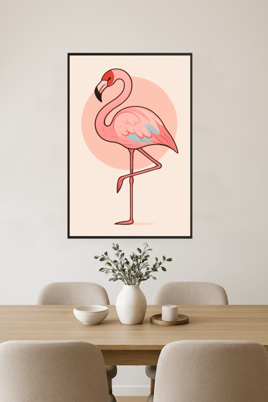 Stylizowany Druk Sztuki z Flamingiem - CasaNookDecor