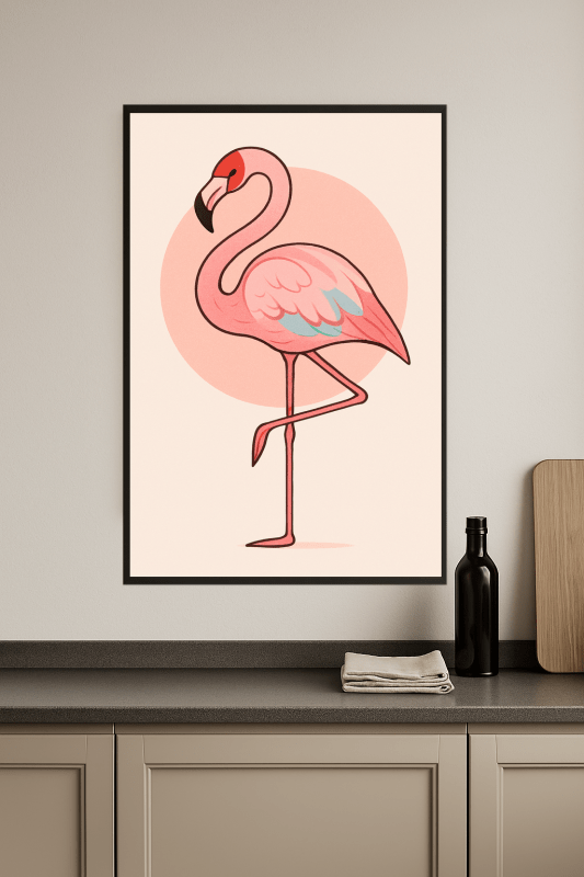 Stylizowany Druk Sztuki z Flamingiem - CasaNookDecor