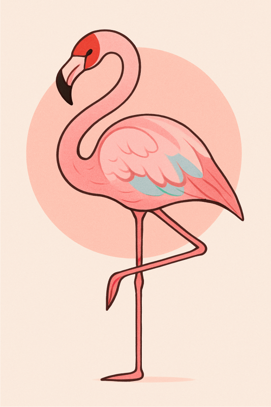 Stylizowany Druk Sztuki z Flamingiem - CasaNookDecor