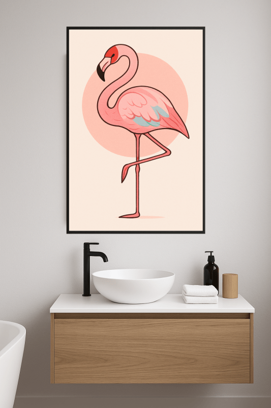 Stylizowany Druk Sztuki z Flamingiem - CasaNookDecor